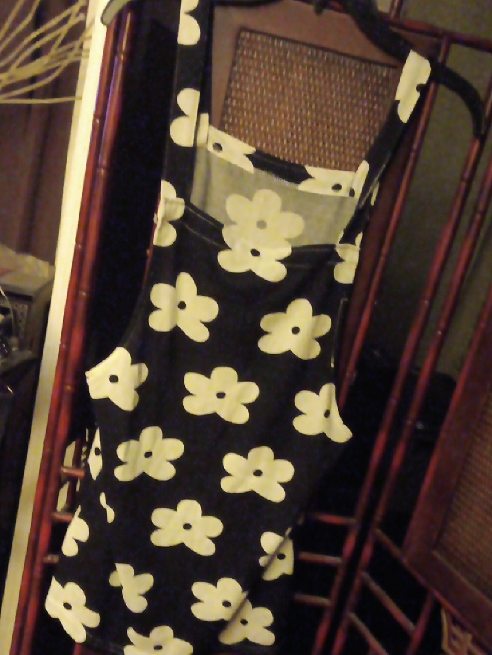 Black knit Tank Dress with White Floral Print